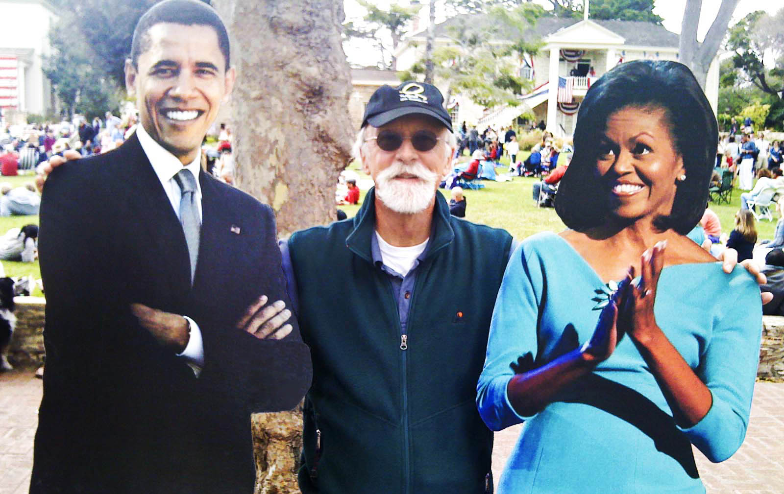 James with Obamas